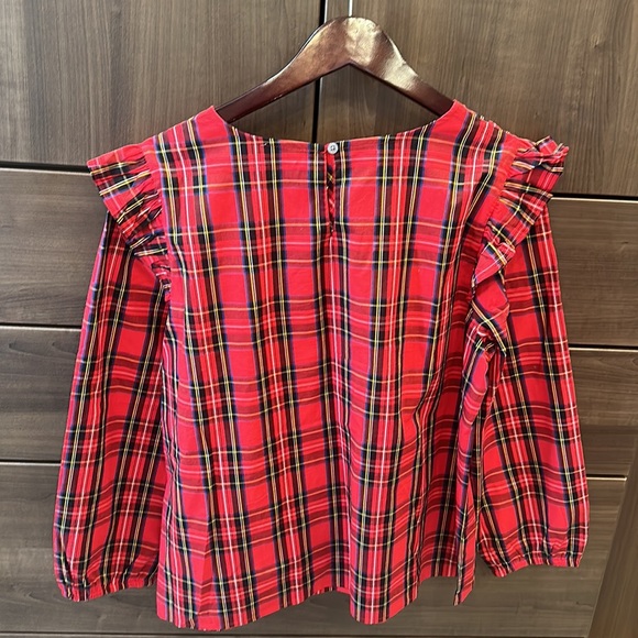 J CREW Plaid Ruffle Blouse - Picture 5 of 8
